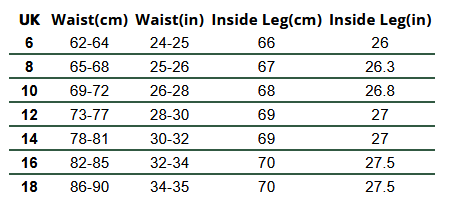 2025 Woof Wear Womens Bottoms  Size Chart